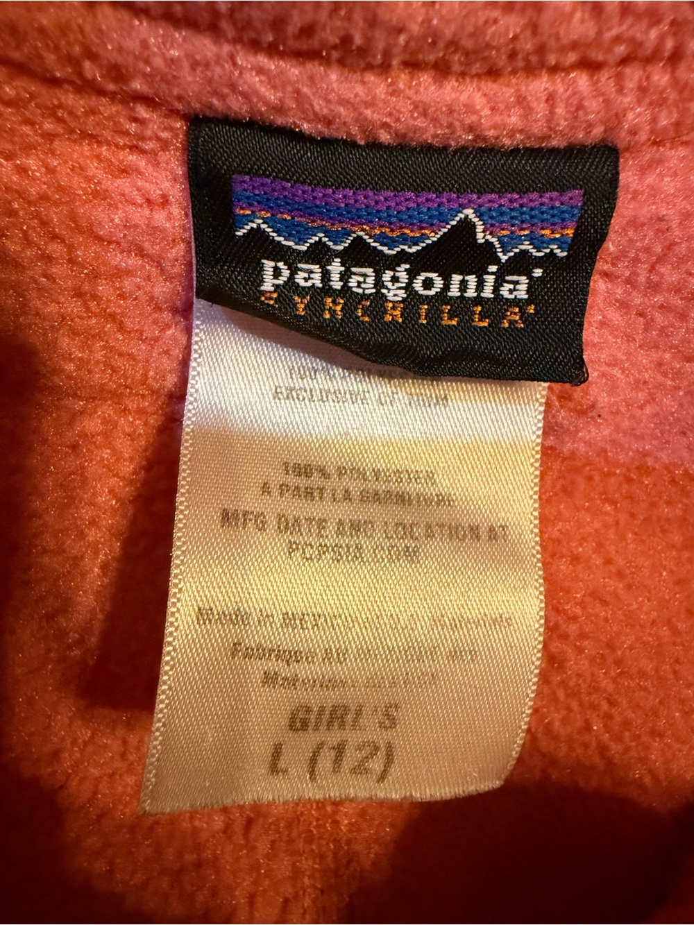 Patagonia Coral-Pink Fleece 1/4-Zip Pullover girls (12/large) - Picture 6 of 8